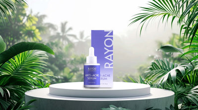 A modern podium for product design against the backdrop of a tro